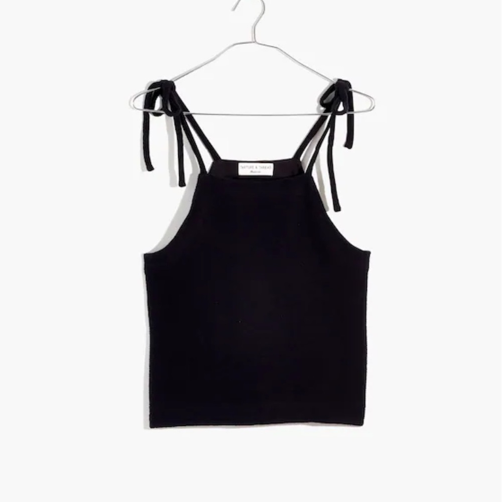 Madewell Black Tie-Shoulder Ribbed Camisole
Good for surgery recovery.